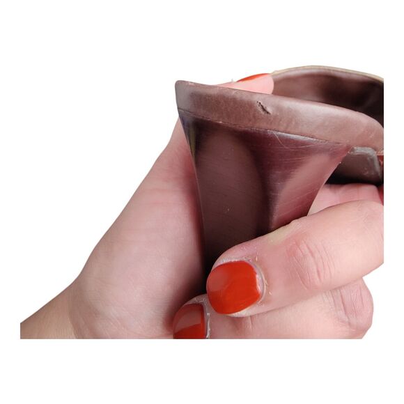 Etienne Aigner Diablo Slip On Sandals Brown Leather Heels Open Toe Stud Size 7M - Picture 9 of 15